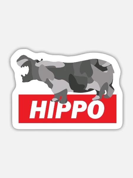 Gemütliches Flusspferd Savanne - Sticker Größe L (20 x 20 cm) - Mattweiß
