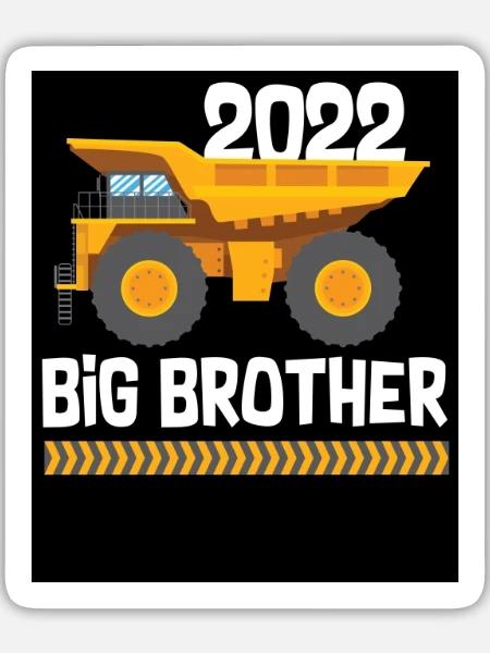 2022 Großer Bruder Radlader - Sticker Größe L (20 x 20 cm) - Mattweiß