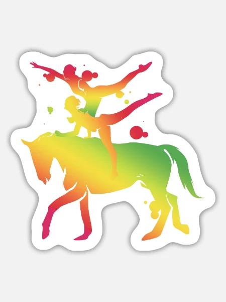Grazile Voltigierakrobatik Teampferd - Sticker Größe L (20 x 20 cm) - Mattweiß