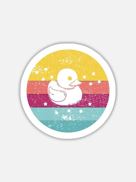 Badeente Gummiente Retro - Sticker Größe L (20 x 20 cm) - Mattweiß