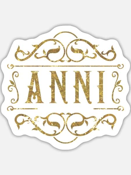 Anni gold - Sticker Größe L (20 x 20 cm) - Mattweiß