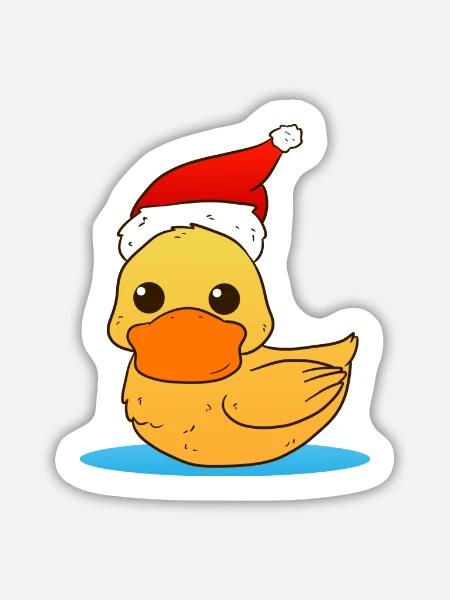 Christmas Duck - Sticker Größe L (20 x 20 cm) - Mattweiß
