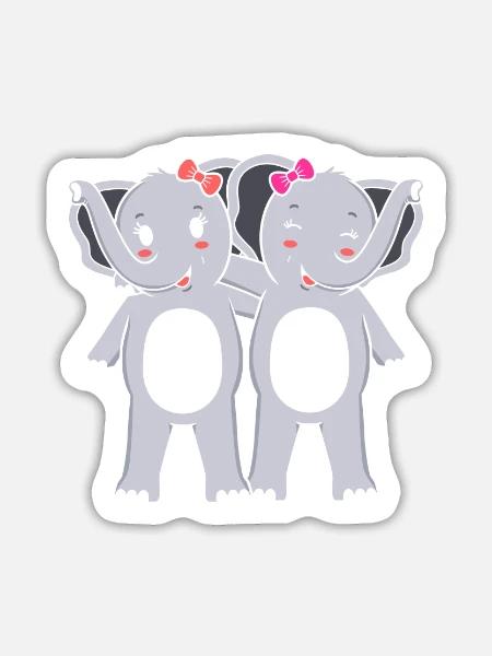 Elephanten Elefanten - Sticker Größe L (20 x 20 cm) - Mattweiß
