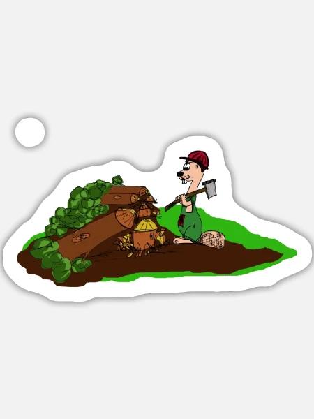 holzfäller - Sticker Größe L (20 x 20 cm) - Mattweiß