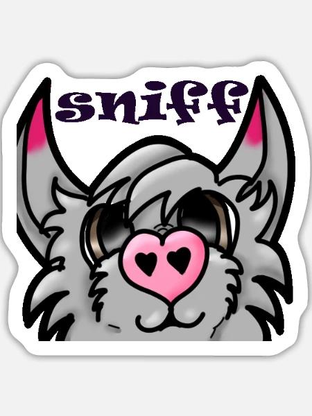 Pelziger Schnüffeln - Sticker Größe L (20 x 20 cm) - Mattweiß