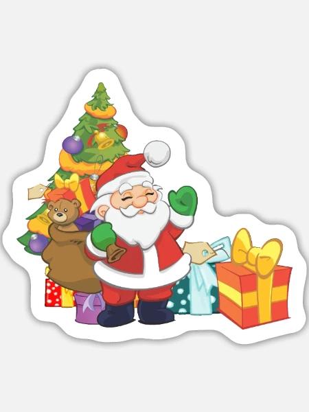 Weihnachtsmann - Sticker Größe L (20 x 20 cm) - Mattweiß