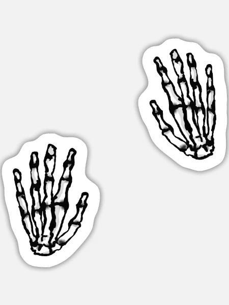 zwei skeletthände - Sticker Größe L (20 x 20 cm) - Mattweiß