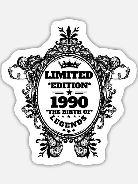 1990 - Sticker Größe L (20 x 20 cm) - Mattweiß