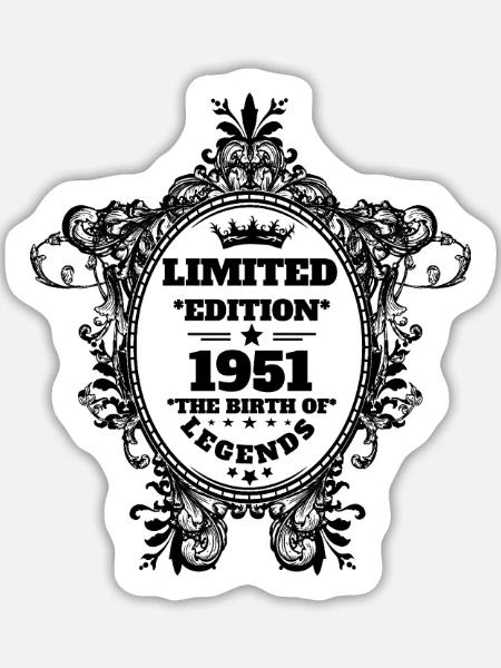 1951 - Sticker Größe L (20 x 20 cm) - Mattweiß