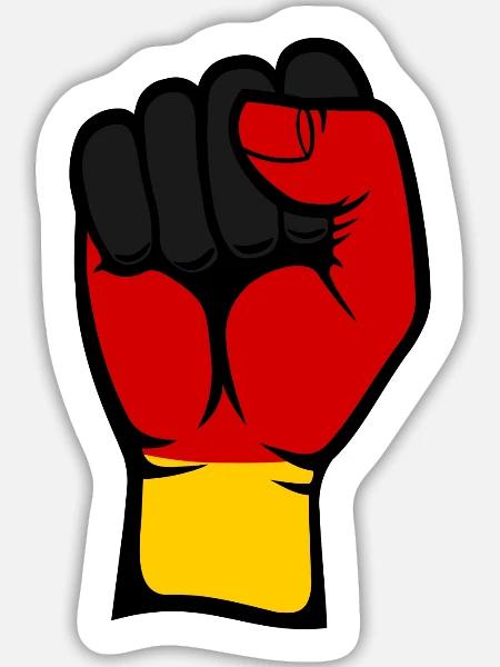 Deutschland Flagge Faust - Sticker Größe L (20 x 20 cm) - Mattweiß