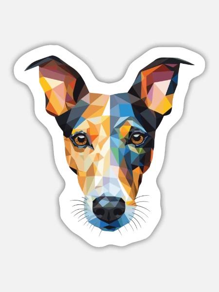Glatte Foxterrier-Hunderasse buntes Aquarell - Sticker Größe L (20 x 20 cm) - Mattweiß