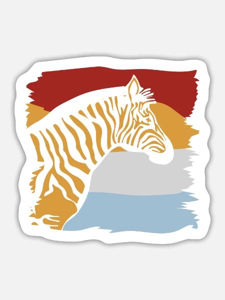 Streifiges Zebra Steppenbewohner - Sticker Größe L (20 x 20 cm) - Mattweiß