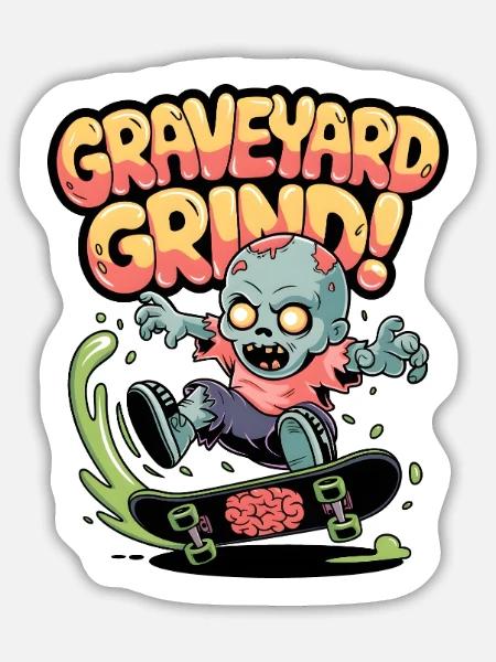 Friedhofs-Grind! - Sticker Größe L (20 x 20 cm) - Mattweiß