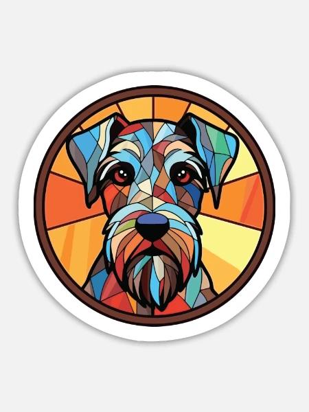 Standard-Schnauzer-Hunderasse buntes Aquarell - Sticker Größe L (20 x 20 cm) - Mattweiß