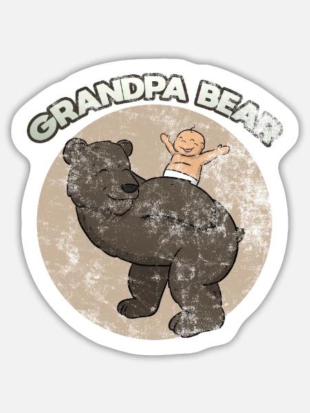 Grandpa Bear - Sticker Größe L (20 x 20 cm) - Mattweiß