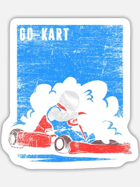 Rasanter Kartpilot Rennstrecke - Sticker Größe L (20 x 20 cm) - Mattweiß