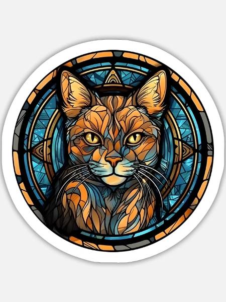 Cyprus Katzenrasse Aquarellglas - Sticker Größe L (20 x 20 cm) - Mattweiß