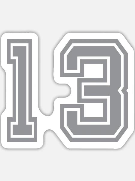 Trikotnummer 13 - Sticker Größe L (20 x 20 cm) - Mattweiß