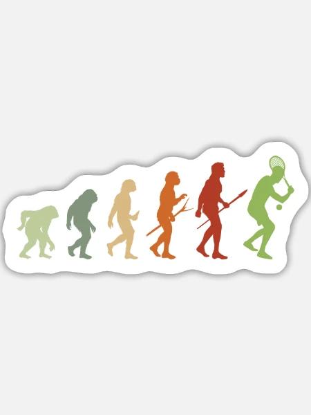 Tennis Evolution - Sticker Größe L (20 x 20 cm) - Mattweiß