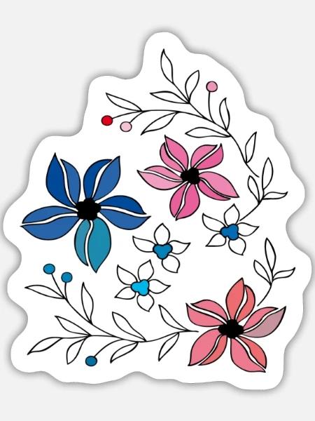 Blumenranke, Ornament - Sticker Größe L (20 x 20 cm) - Mattweiß