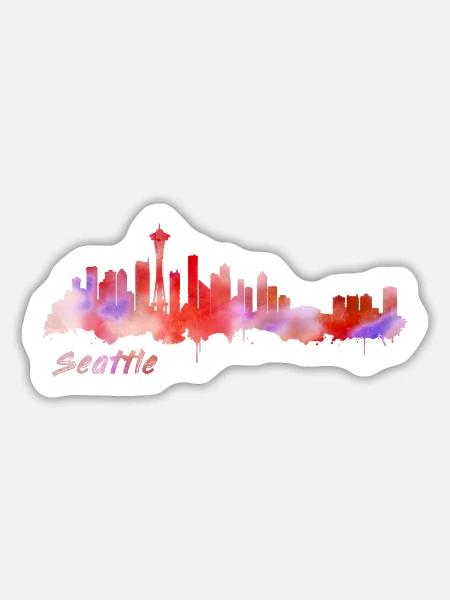Seattle - Sticker Größe L (20 x 20 cm) - Mattweiß