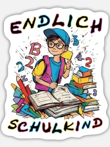 Endlich Schulkind: Lernabenteuer - Sticker Größe L (20 x 20 cm) - Mattweiß