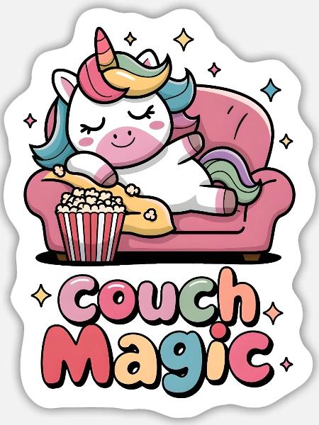 Couch-Magie - Sticker Größe L (20 x 20 cm) - Mattweiß