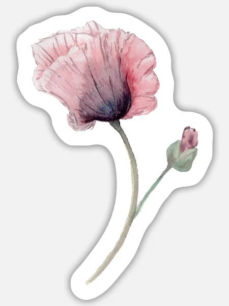 Blume - Sticker Größe L (20 x 20 cm) - Mattweiß