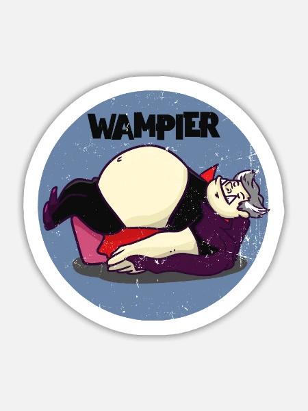 Kugelrunder Wampir Bierbauchwitz - Sticker Größe L (20 x 20 cm) - Mattweiß