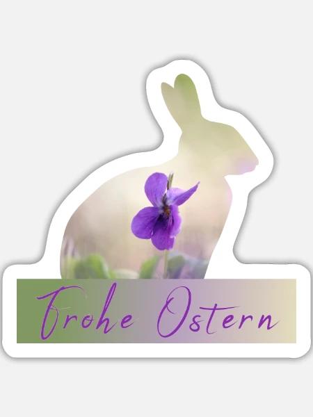 Frohe Ostern Hase - Sticker Größe L (20 x 20 cm) - Mattweiß
