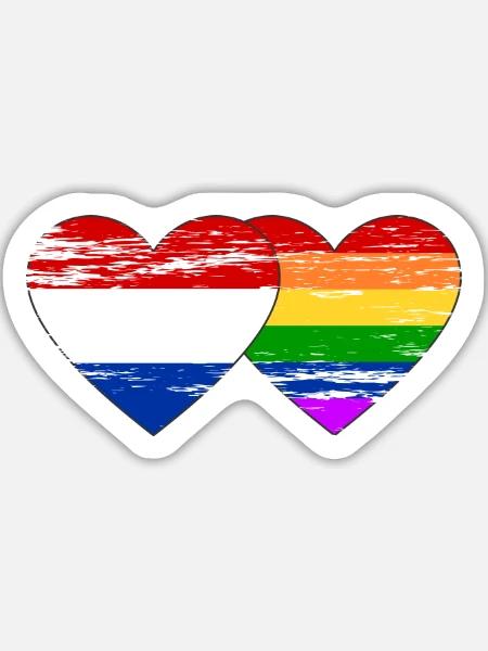 Holland Regenbogen Flagge used - Sticker Größe L (20 x 20 cm) - Mattweiß