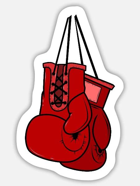 Boxhandschuhe - Sticker Größe L (20 x 20 cm) - Mattweiß