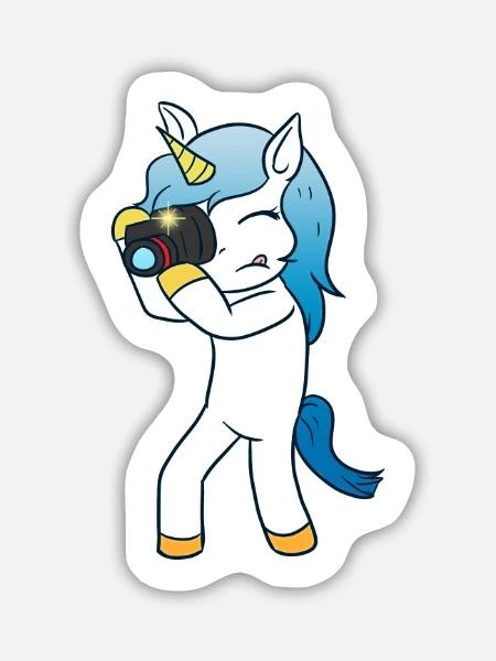 Foto Einhorn Fotografin - Sticker Größe L (20 x 20 cm) - Mattweiß
