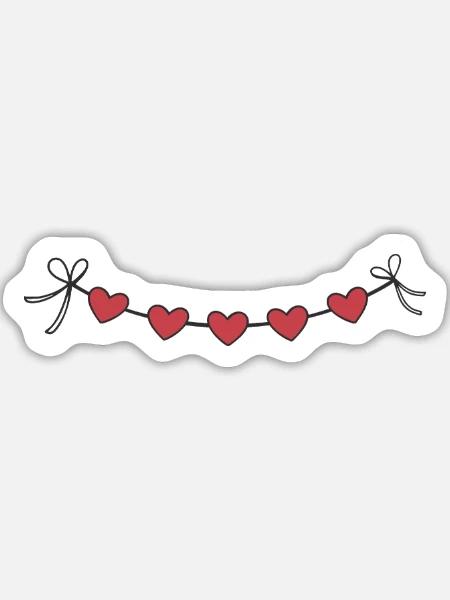 Herzgirlande Girlande Herzen - Sticker Größe L (20 x 20 cm) - Mattweiß