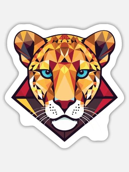 Gepard bunte Aquarell-Tier-Illustration - Sticker Größe L (20 x 20 cm) - Mattweiß