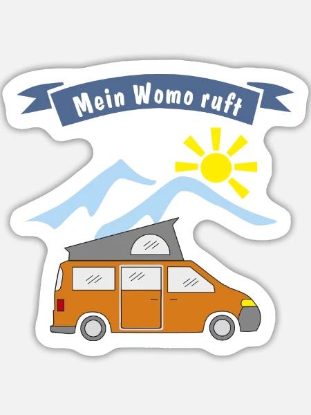 womo ruft campingbus - Sticker Größe L (20 x 20 cm) - Mattweiß