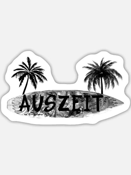 Auszeit Surfbrett - Sticker Größe L (20 x 20 cm) - Mattweiß