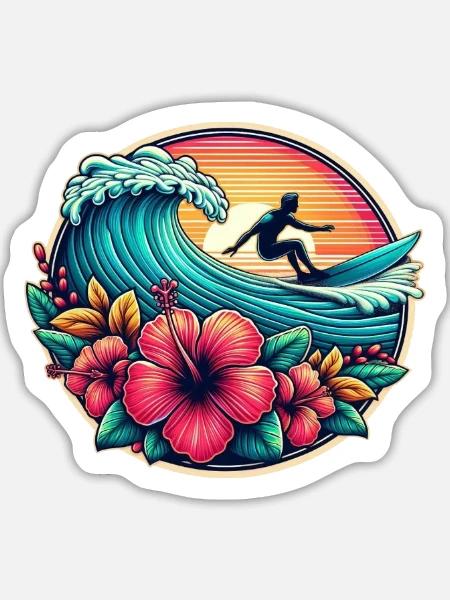 Surfer Logo 2 - Sticker Größe L (20 x 20 cm) - Mattweiß