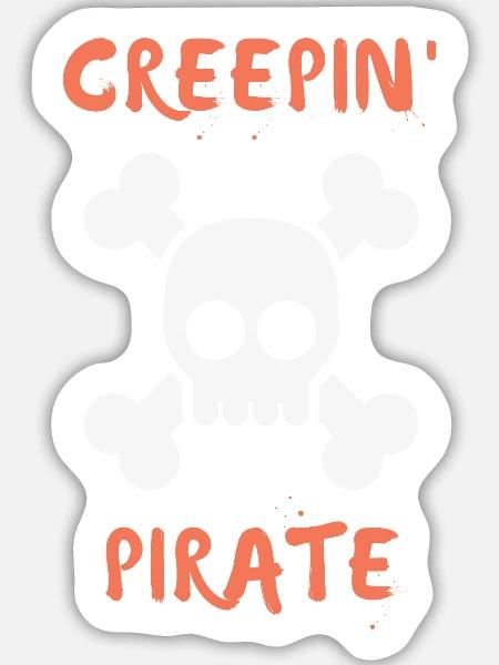 Creepin Pirate - Sticker Größe L (20 x 20 cm) - Mattweiß