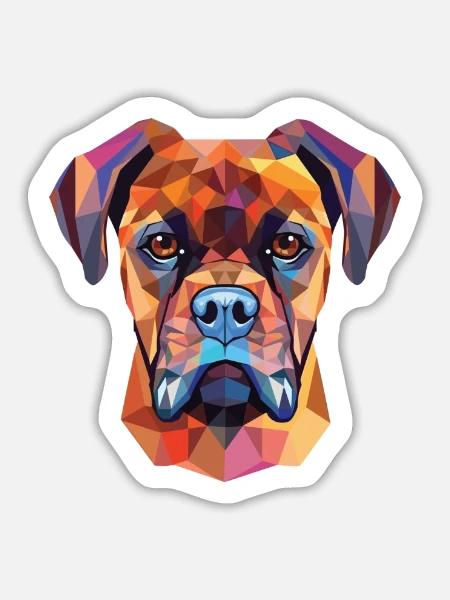 Deutsche Boxerhunderasse Aquarell Illustration - Sticker Größe L (20 x 20 cm) - Mattweiß