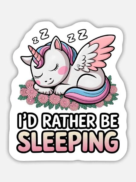 Ich würde lieber schlafen - Sticker Größe L (20 x 20 cm) - Mattweiß
