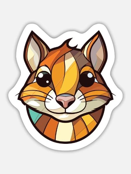 Chipmunk bunte Aquarell-Tierillustration - Sticker Größe L (20 x 20 cm) - Mattweiß