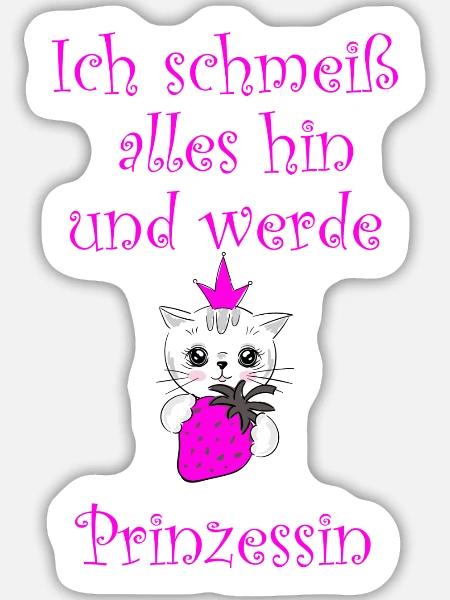 Prinzessin - Sticker Größe L (20 x 20 cm) - Mattweiß