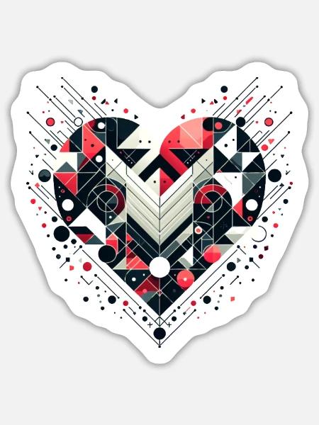 Geometrisches Herz - Sticker Größe L (20 x 20 cm) - Mattweiß