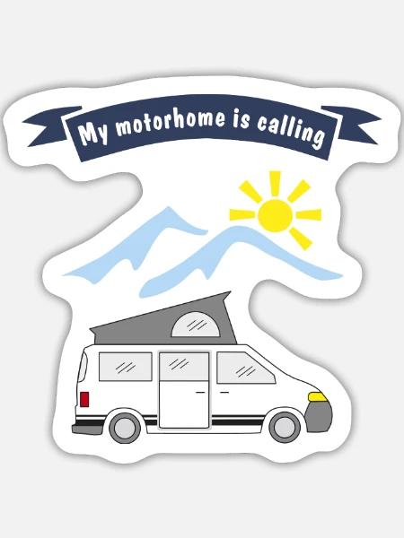 motorhome is calling - Sticker Größe L (20 x 20 cm) - Mattweiß