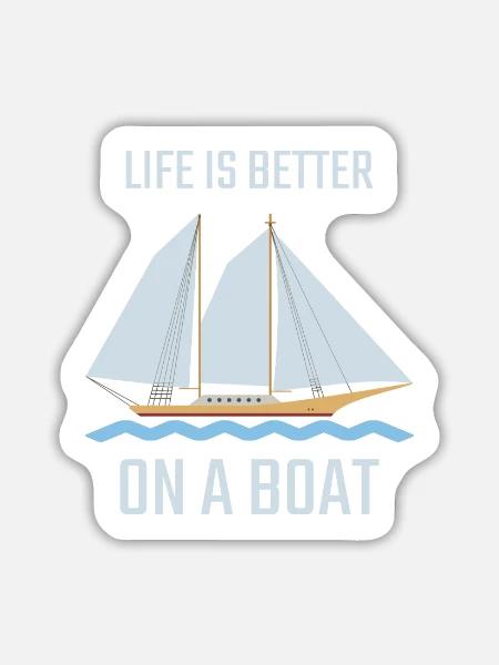 Boot Bootfahren - Sticker Größe L (20 x 20 cm) - Mattweiß