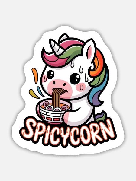 Spicycorn - Sticker Größe L (20 x 20 cm) - Mattweiß