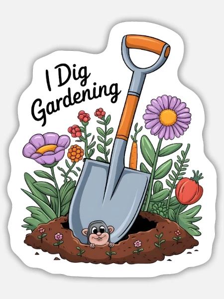 Ich stehe auf Gartenarbeit - Sticker Größe L (20 x 20 cm) - Mattweiß