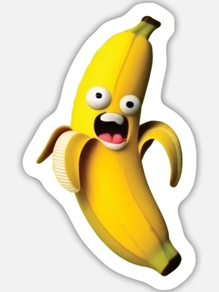 Ausdrucksvolle Banana-Figur mit Miene - Sticker Größe L (20 x 20 cm) - Mattweiß