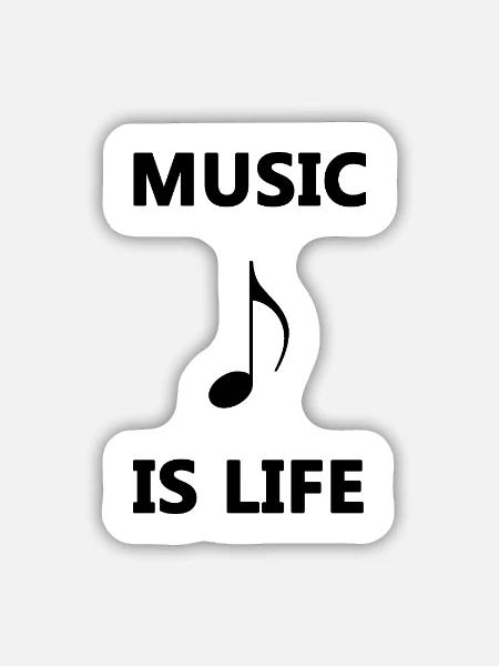 Music is life - Sticker Größe L (20 x 20 cm) - Mattweiß